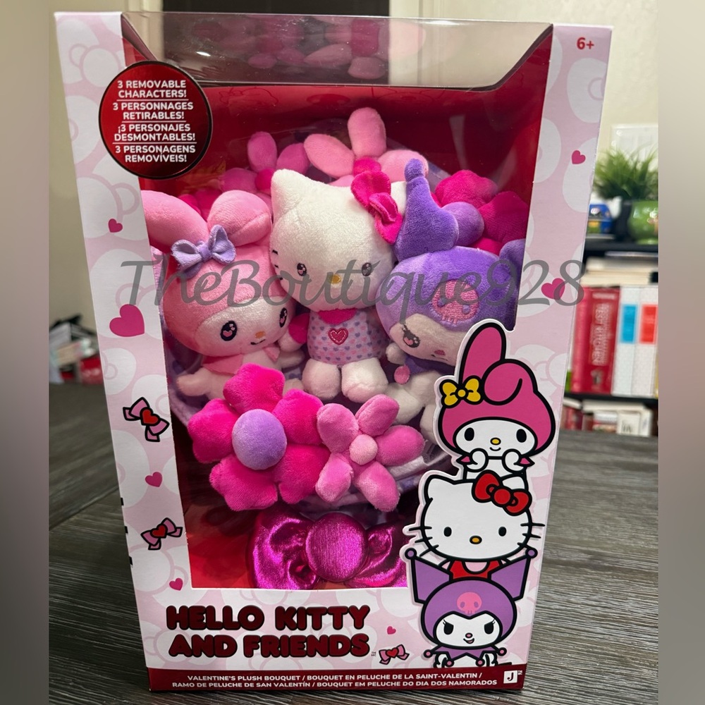 Hello Kitty & Friends Valentines Plush Bouquet 12" My Melody Kuromi Removable